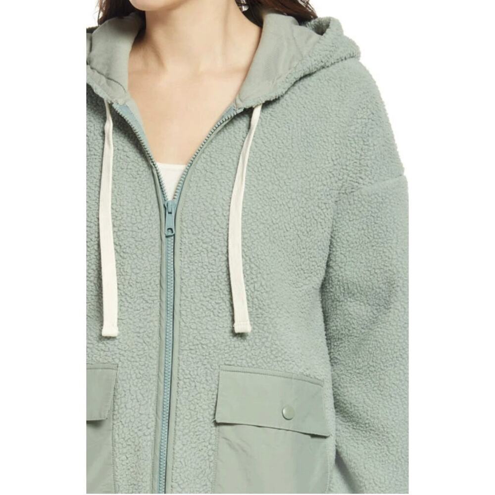 Madewell (Re)sourced Recycled Fleece Hooded Zip Jacket Frosted Willow Size L - Picture 3 of 13